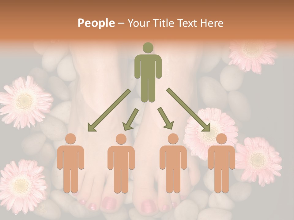 A Woman's Feet In A Bowl Of Rocks With Pink Flowers PowerPoint Template