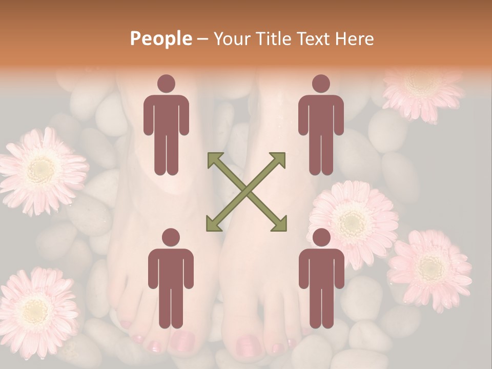 A Woman's Feet In A Bowl Of Rocks With Pink Flowers PowerPoint Template