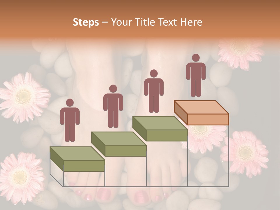 A Woman's Feet In A Bowl Of Rocks With Pink Flowers PowerPoint Template
