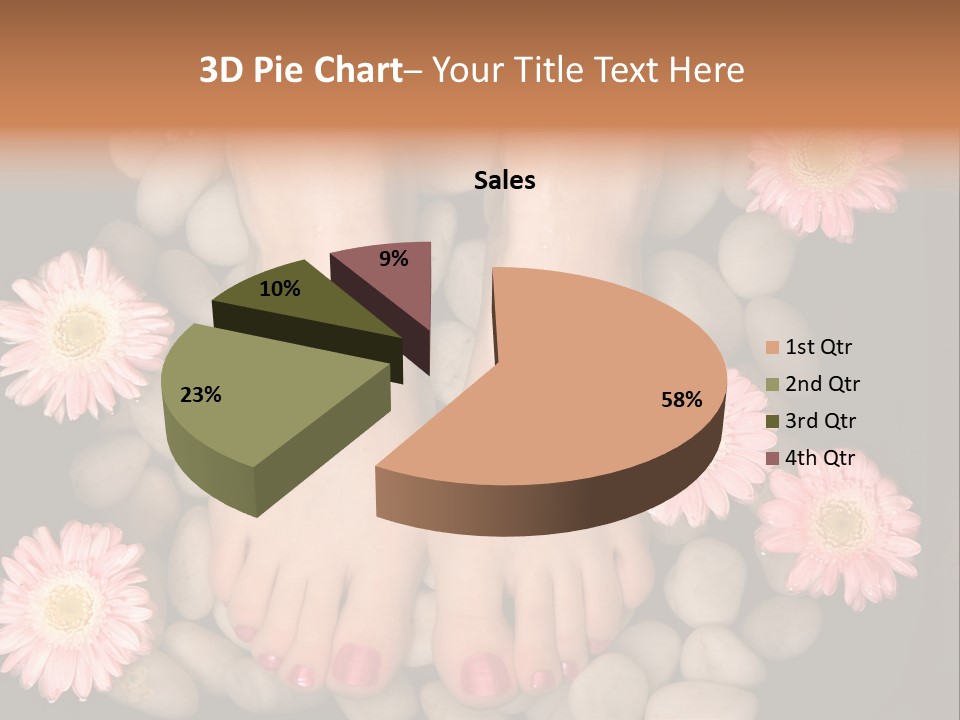 A Woman's Feet In A Bowl Of Rocks With Pink Flowers PowerPoint Template