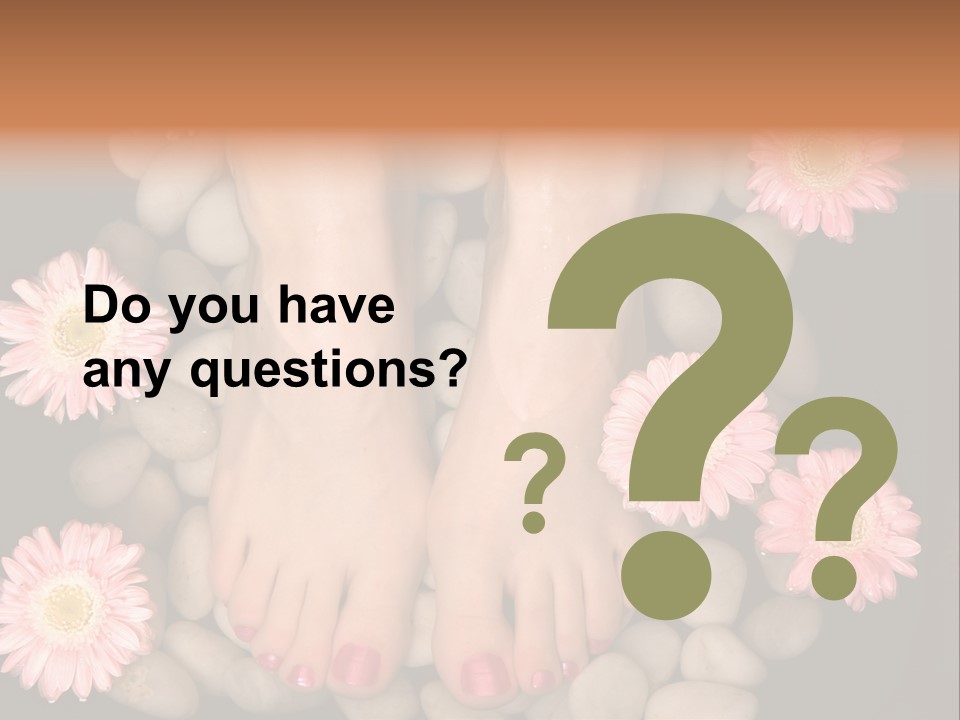 A Woman's Feet In A Bowl Of Rocks With Pink Flowers PowerPoint Template