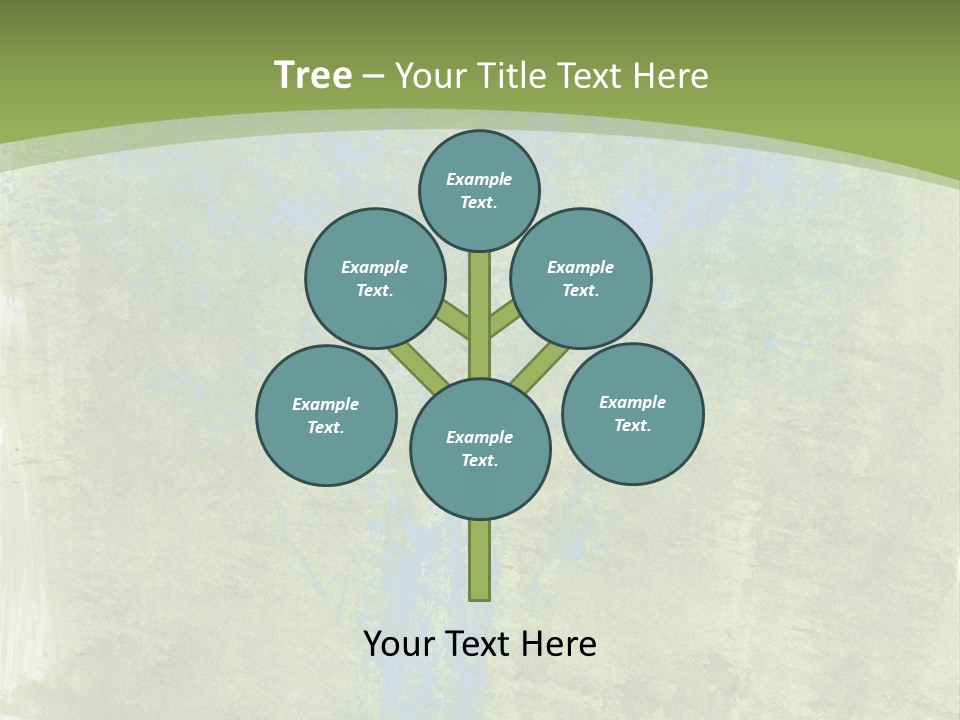 A Green And Blue Background With A Tree In The Center PowerPoint Template