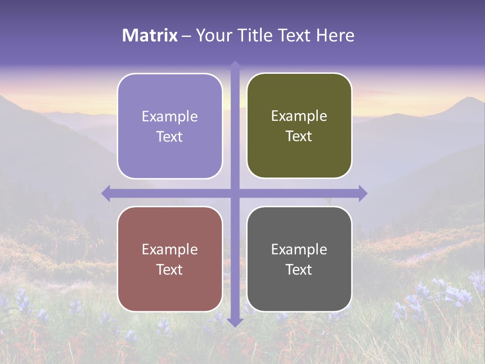 A Beautiful Sunset Over A Mountain Range With Wildflowers PowerPoint Template
