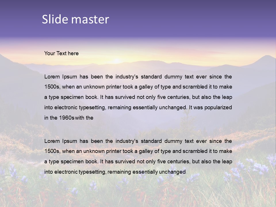 A Beautiful Sunset Over A Mountain Range With Wildflowers PowerPoint Template