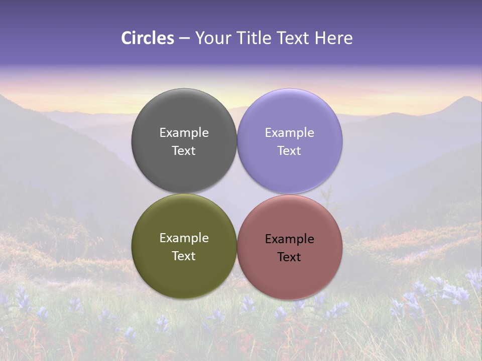 A Beautiful Sunset Over A Mountain Range With Wildflowers PowerPoint Template