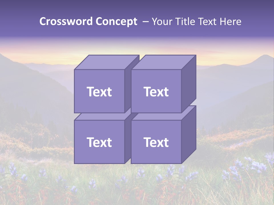 A Beautiful Sunset Over A Mountain Range With Wildflowers PowerPoint Template