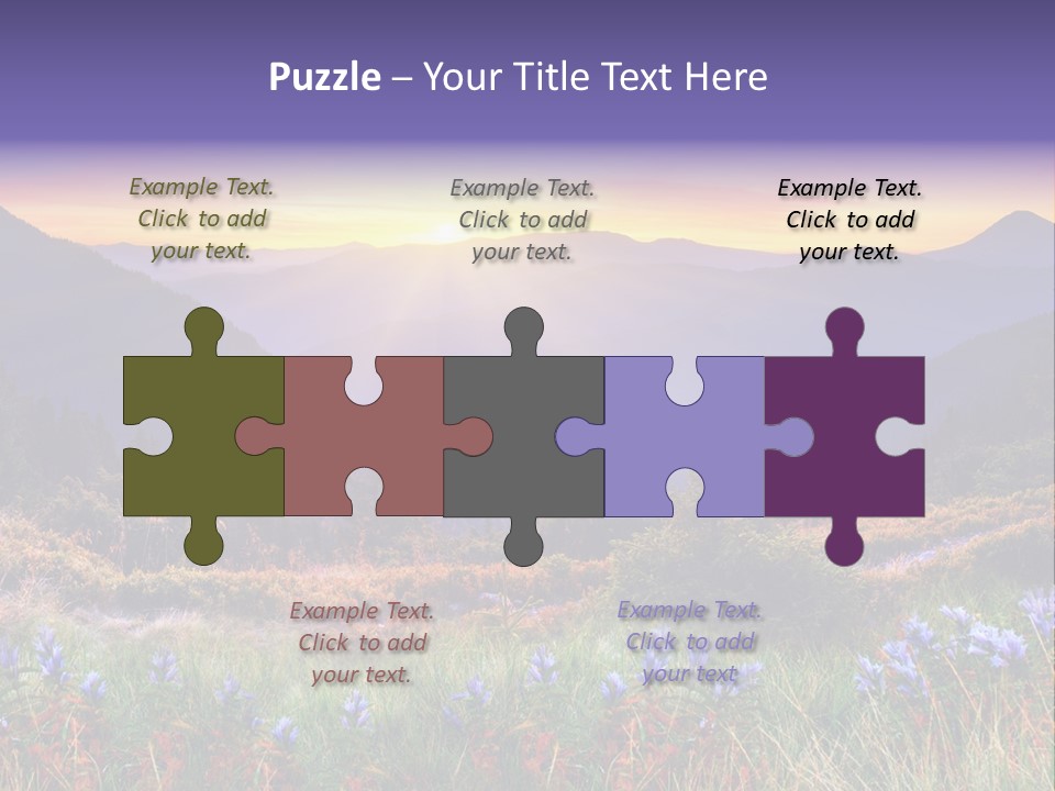 A Beautiful Sunset Over A Mountain Range With Wildflowers PowerPoint Template