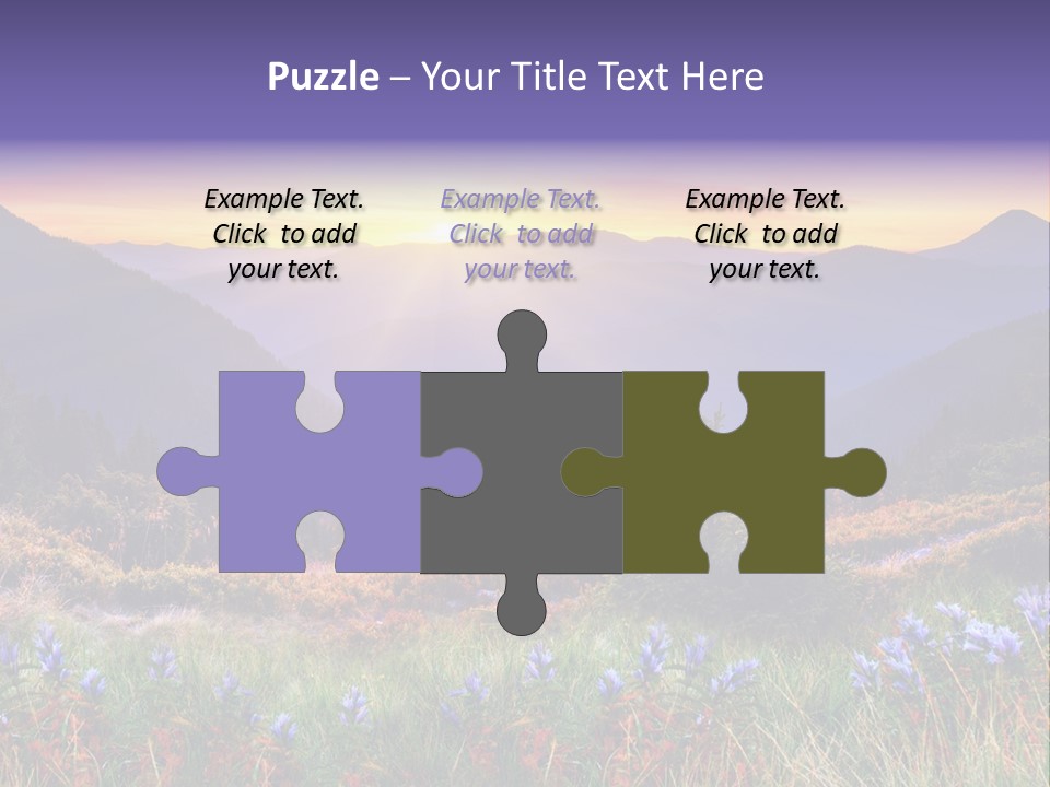 A Beautiful Sunset Over A Mountain Range With Wildflowers PowerPoint Template