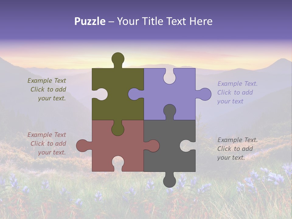 A Beautiful Sunset Over A Mountain Range With Wildflowers PowerPoint Template