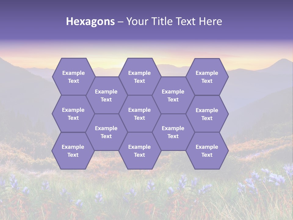 A Beautiful Sunset Over A Mountain Range With Wildflowers PowerPoint Template