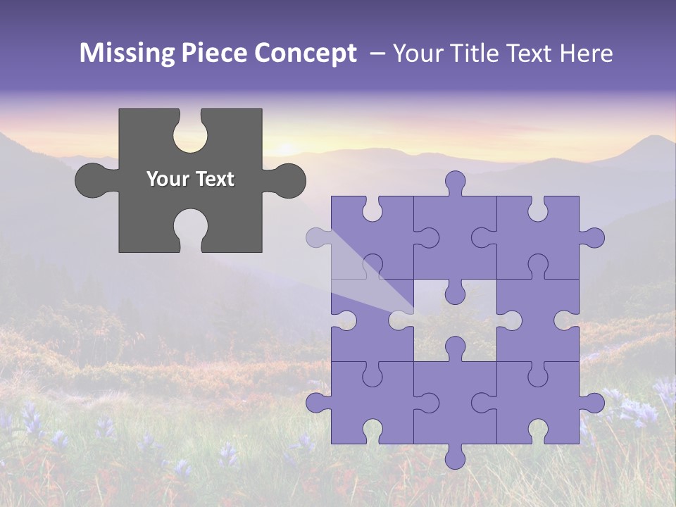 A Beautiful Sunset Over A Mountain Range With Wildflowers PowerPoint Template