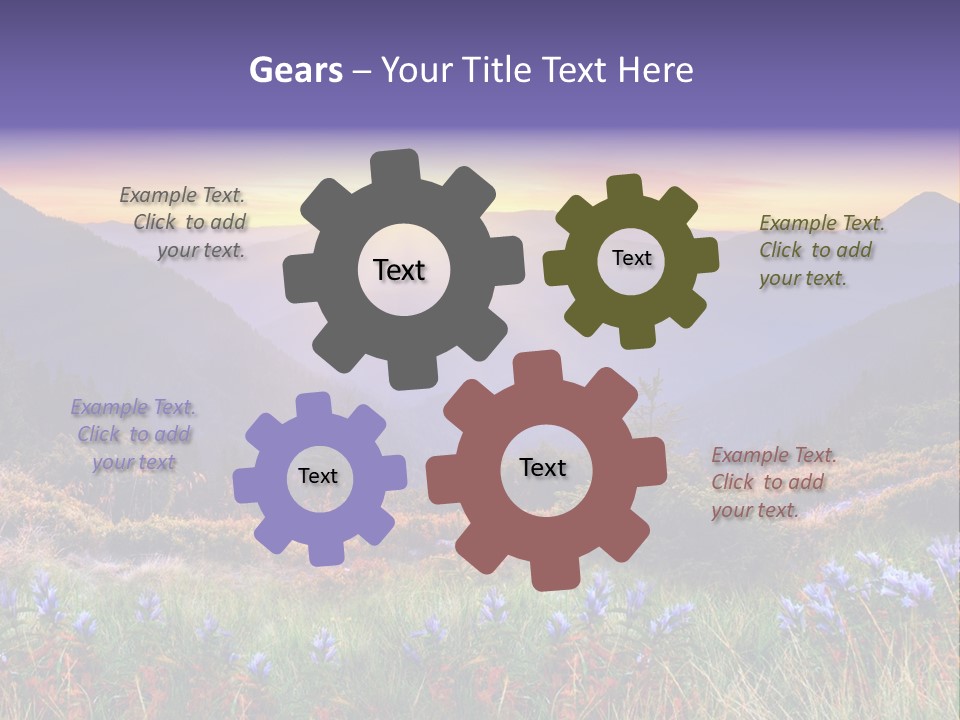 A Beautiful Sunset Over A Mountain Range With Wildflowers PowerPoint Template