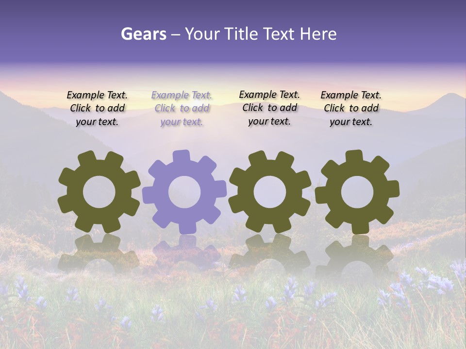 A Beautiful Sunset Over A Mountain Range With Wildflowers PowerPoint Template