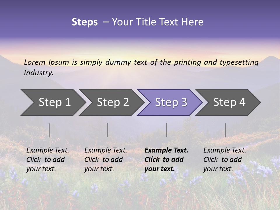 A Beautiful Sunset Over A Mountain Range With Wildflowers PowerPoint Template