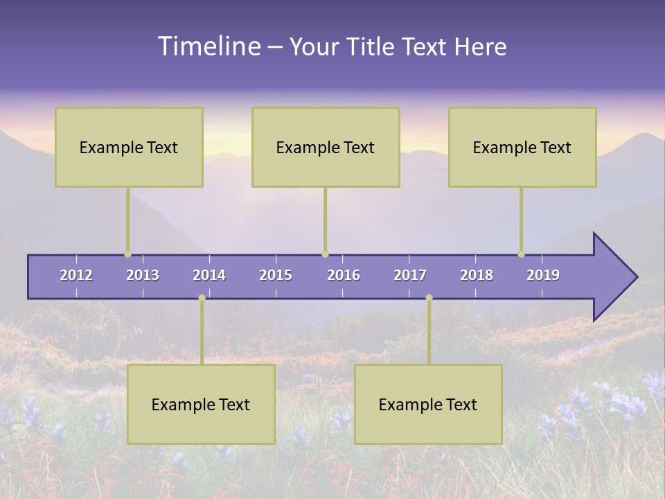 A Beautiful Sunset Over A Mountain Range With Wildflowers PowerPoint Template