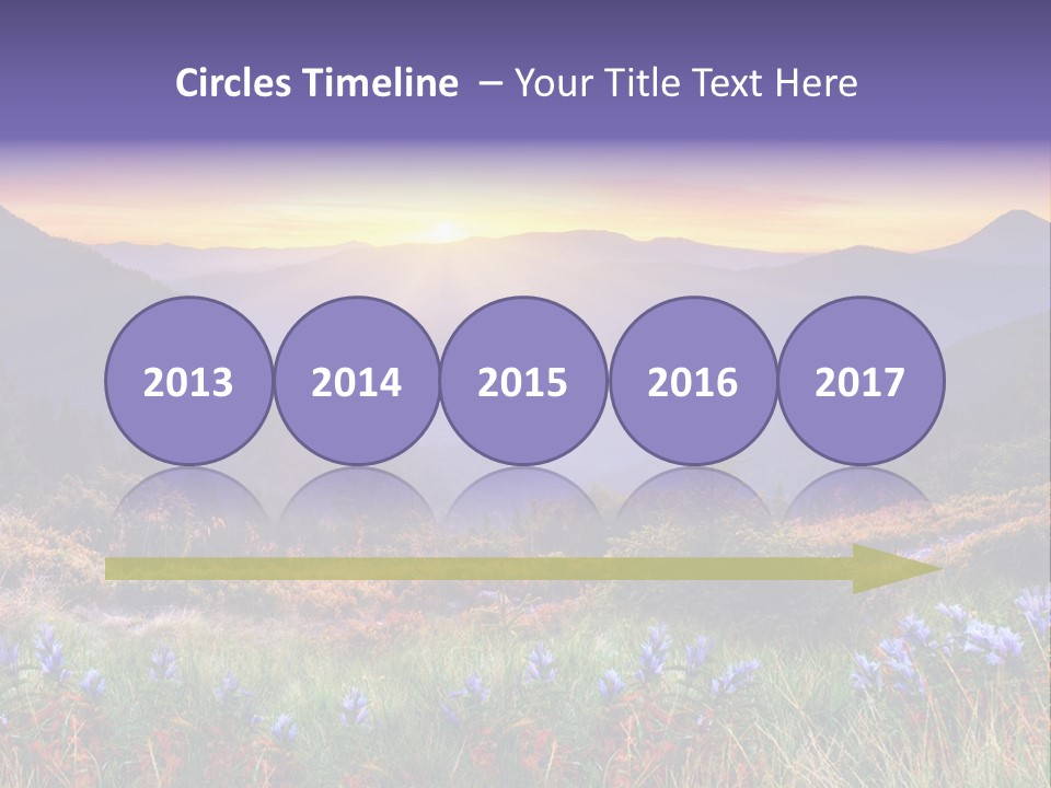 A Beautiful Sunset Over A Mountain Range With Wildflowers PowerPoint Template