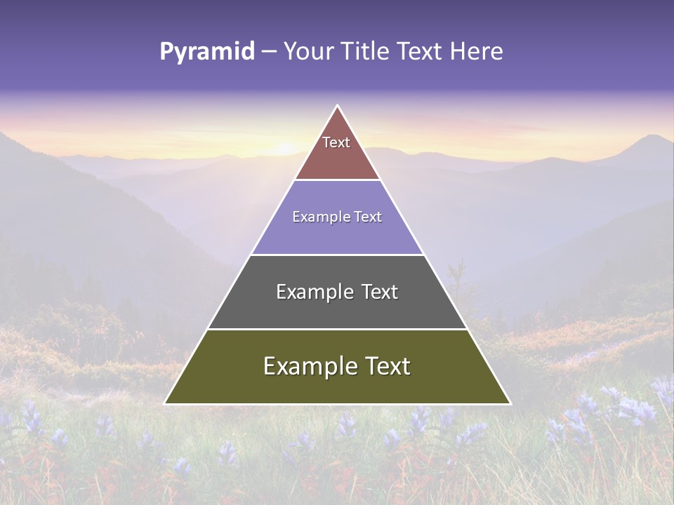 A Beautiful Sunset Over A Mountain Range With Wildflowers PowerPoint Template