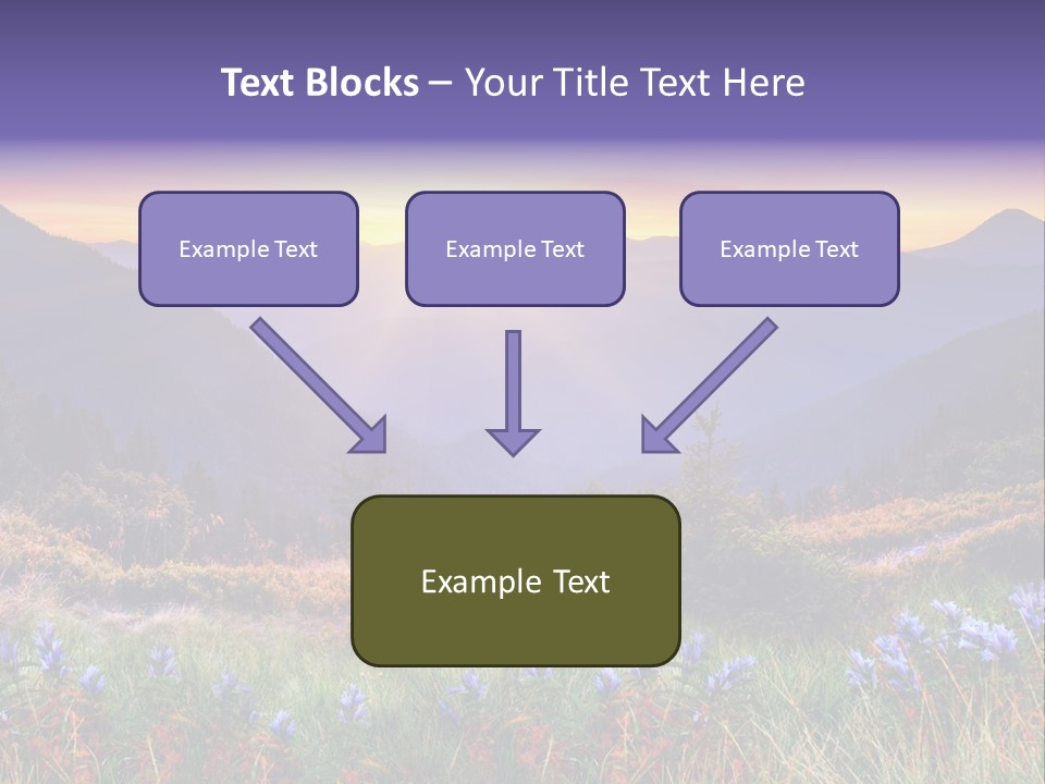A Beautiful Sunset Over A Mountain Range With Wildflowers PowerPoint Template