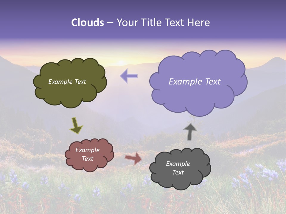 A Beautiful Sunset Over A Mountain Range With Wildflowers PowerPoint Template