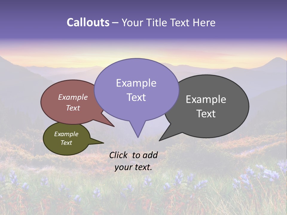 A Beautiful Sunset Over A Mountain Range With Wildflowers PowerPoint Template