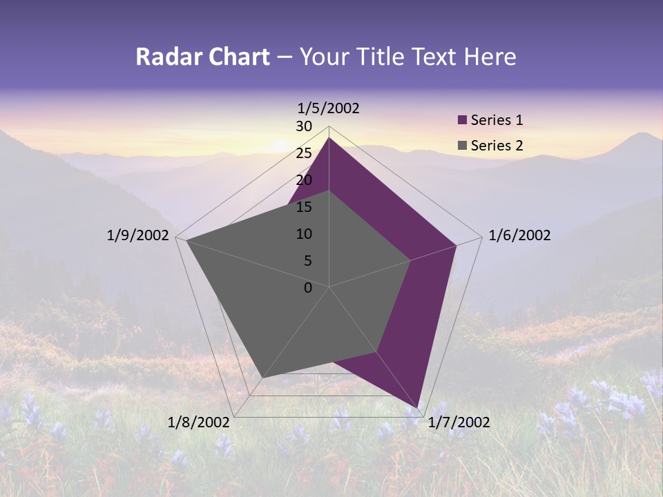 A Beautiful Sunset Over A Mountain Range With Wildflowers PowerPoint Template
