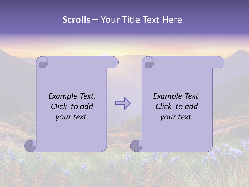 A Beautiful Sunset Over A Mountain Range With Wildflowers PowerPoint Template