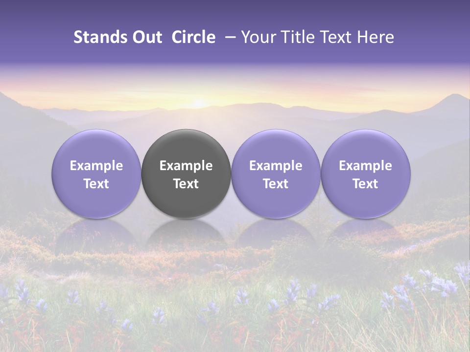 A Beautiful Sunset Over A Mountain Range With Wildflowers PowerPoint Template