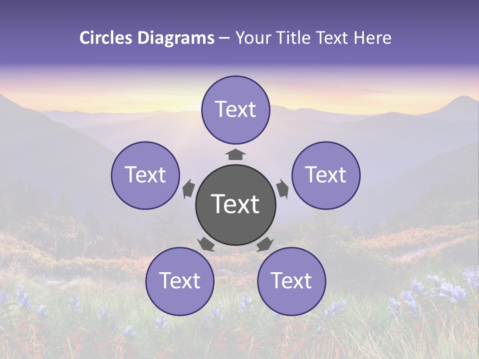 A Beautiful Sunset Over A Mountain Range With Wildflowers PowerPoint Template