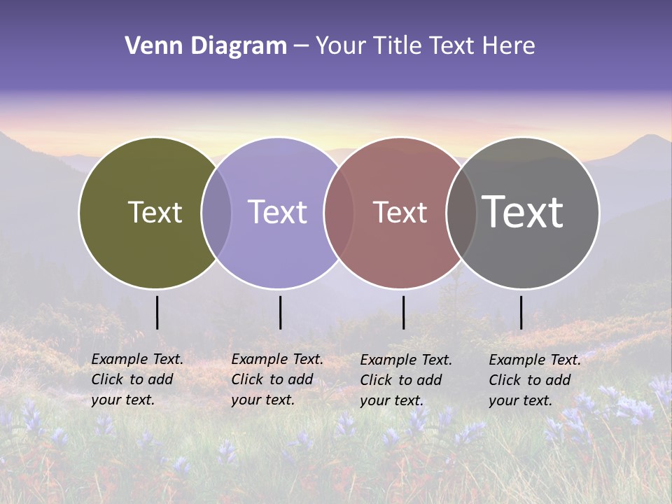 A Beautiful Sunset Over A Mountain Range With Wildflowers PowerPoint Template
