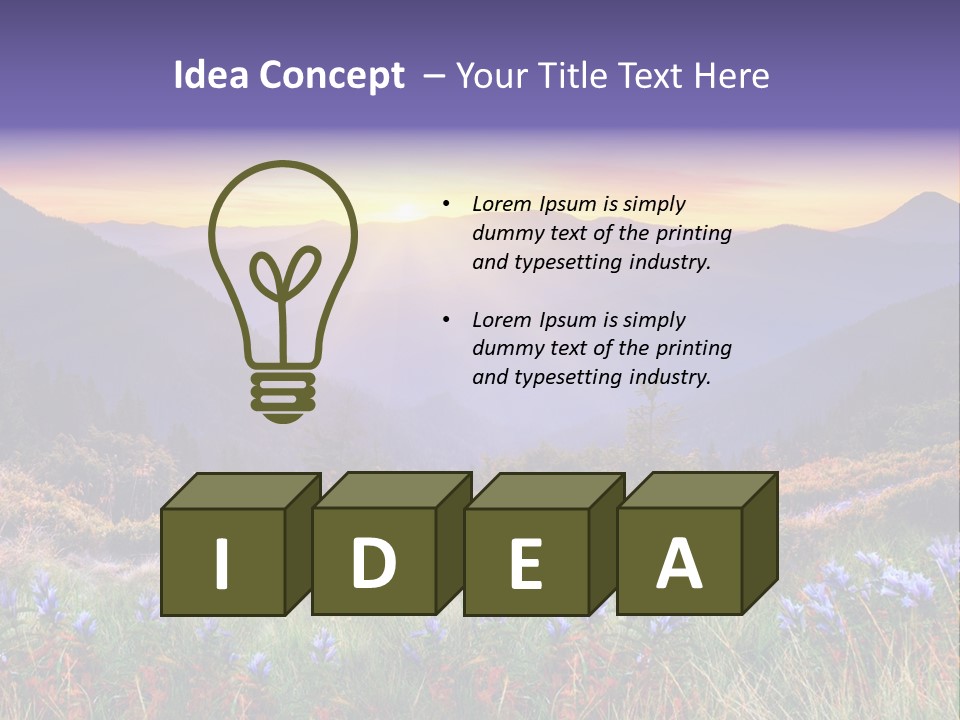 A Beautiful Sunset Over A Mountain Range With Wildflowers PowerPoint Template