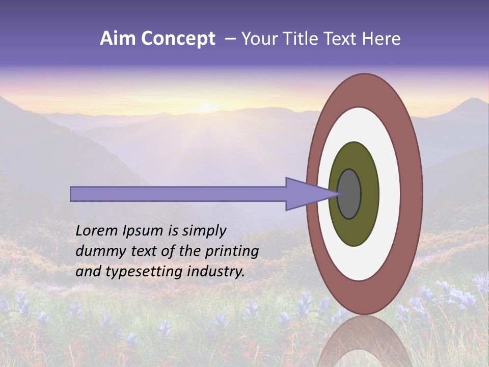 A Beautiful Sunset Over A Mountain Range With Wildflowers PowerPoint Template