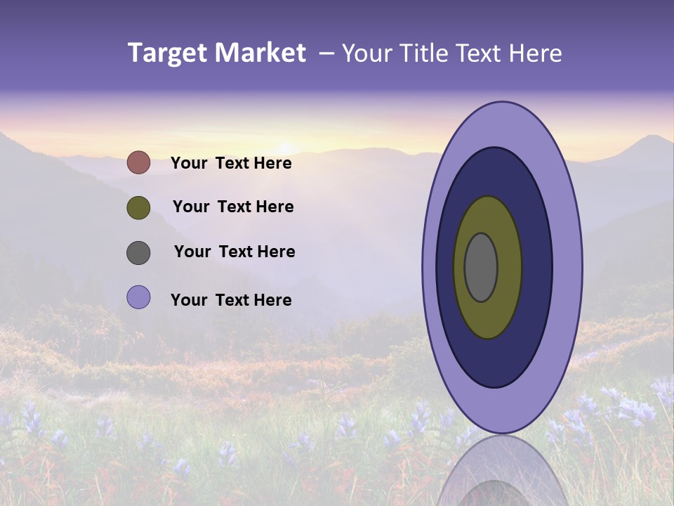 A Beautiful Sunset Over A Mountain Range With Wildflowers PowerPoint Template