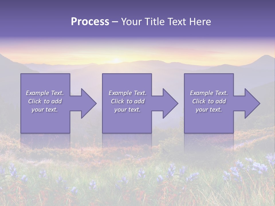 A Beautiful Sunset Over A Mountain Range With Wildflowers PowerPoint Template