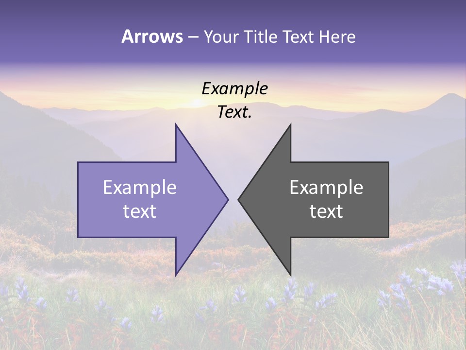 A Beautiful Sunset Over A Mountain Range With Wildflowers PowerPoint Template