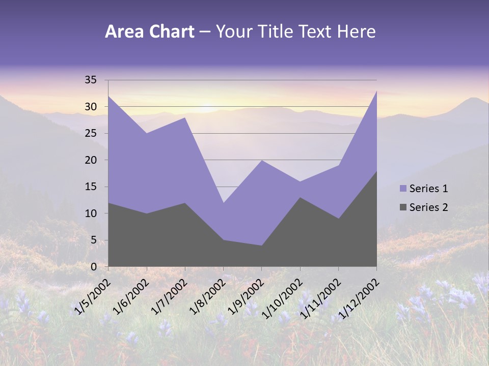 A Beautiful Sunset Over A Mountain Range With Wildflowers PowerPoint Template
