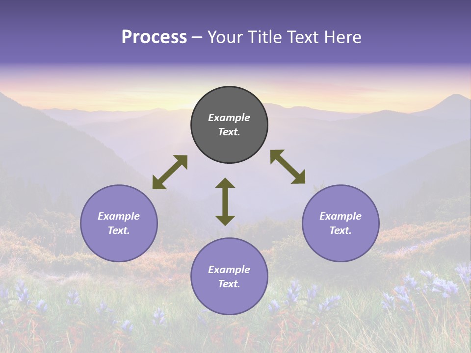 A Beautiful Sunset Over A Mountain Range With Wildflowers PowerPoint Template