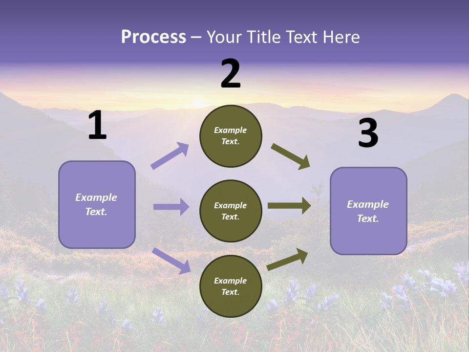 A Beautiful Sunset Over A Mountain Range With Wildflowers PowerPoint Template