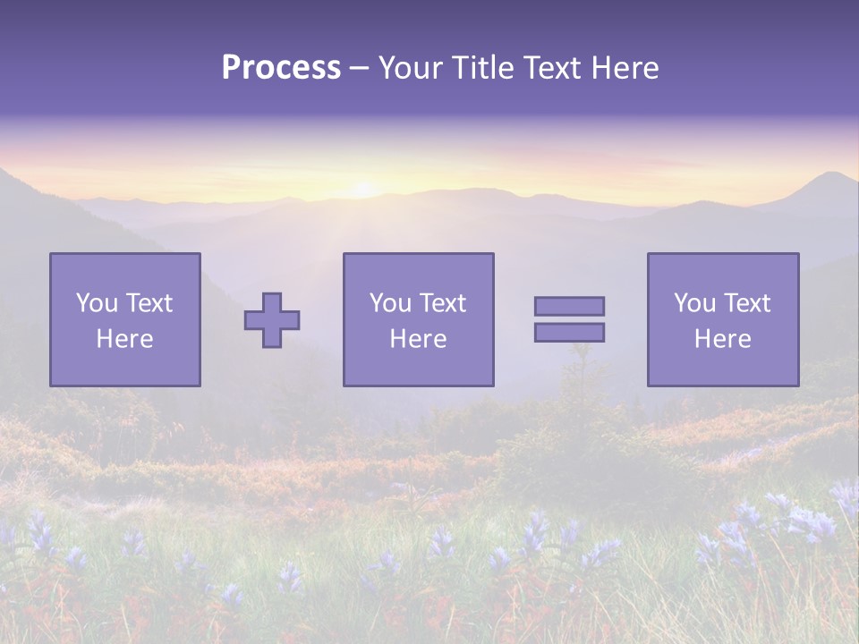 A Beautiful Sunset Over A Mountain Range With Wildflowers PowerPoint Template