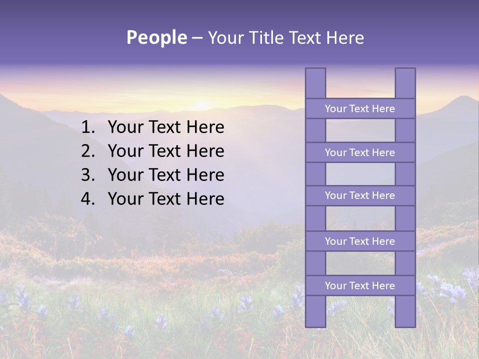 A Beautiful Sunset Over A Mountain Range With Wildflowers PowerPoint Template