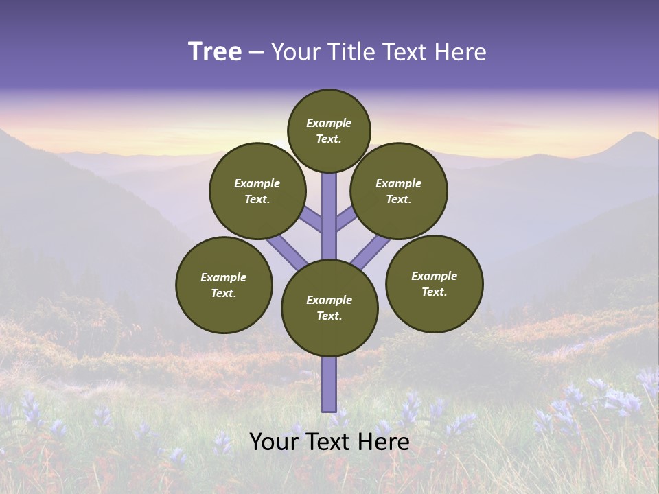 A Beautiful Sunset Over A Mountain Range With Wildflowers PowerPoint Template