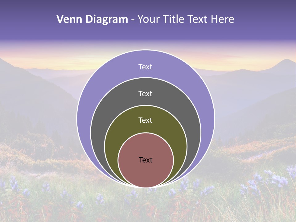 A Beautiful Sunset Over A Mountain Range With Wildflowers PowerPoint Template
