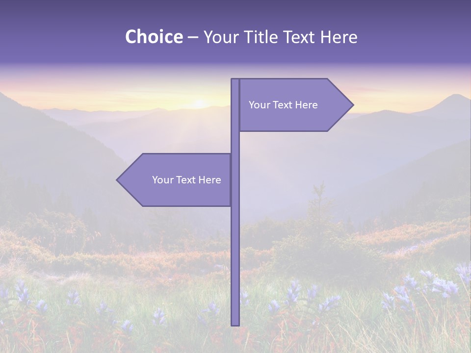 A Beautiful Sunset Over A Mountain Range With Wildflowers PowerPoint Template