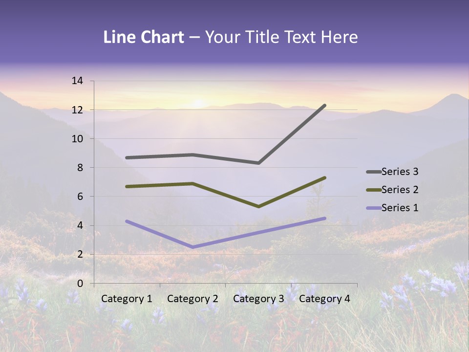 A Beautiful Sunset Over A Mountain Range With Wildflowers PowerPoint Template