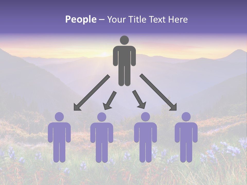 A Beautiful Sunset Over A Mountain Range With Wildflowers PowerPoint Template