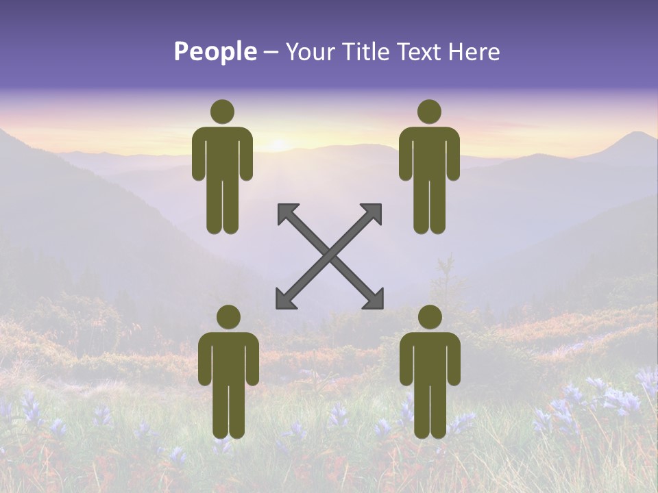 A Beautiful Sunset Over A Mountain Range With Wildflowers PowerPoint Template