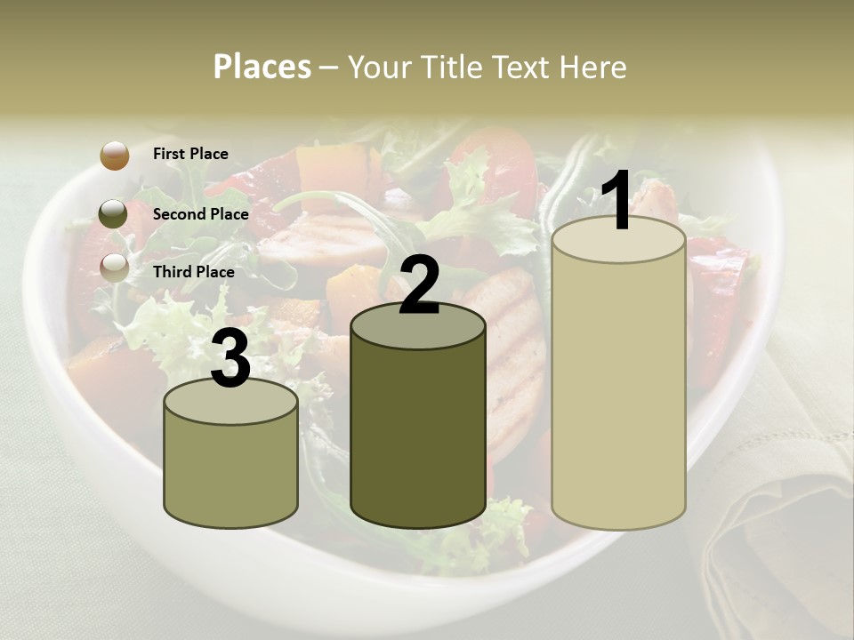 A White Bowl Filled With Salad And Meat PowerPoint Template