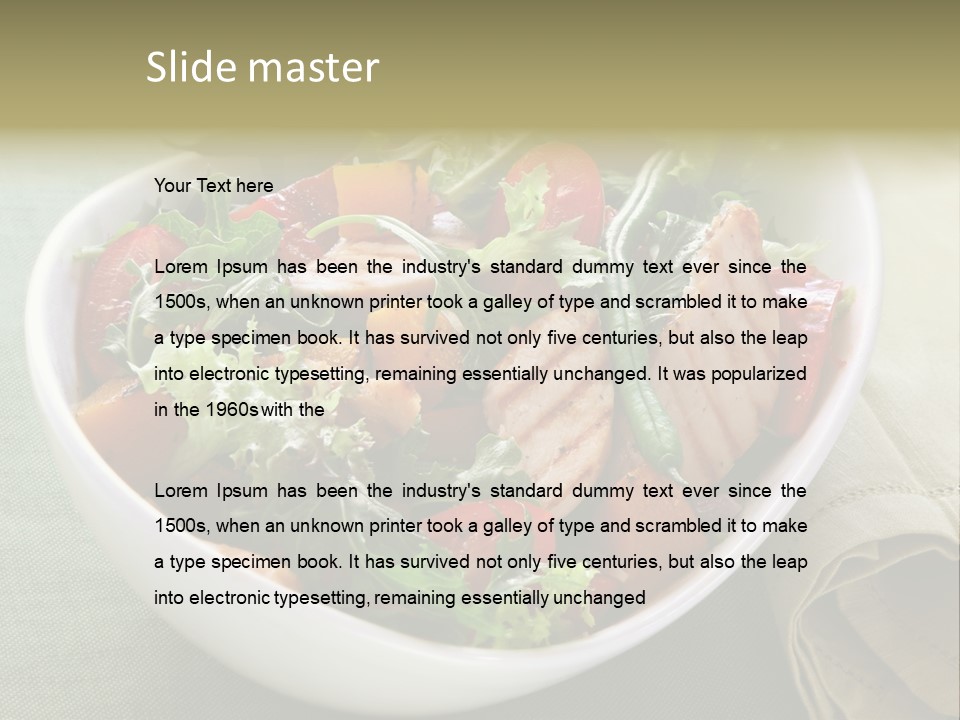 A White Bowl Filled With Salad And Meat PowerPoint Template