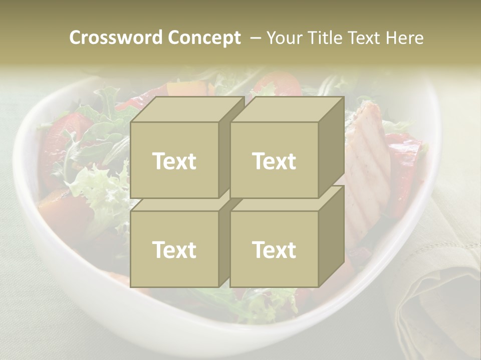 A White Bowl Filled With Salad And Meat PowerPoint Template