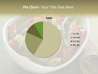 A White Bowl Filled With Salad And Meat PowerPoint Template