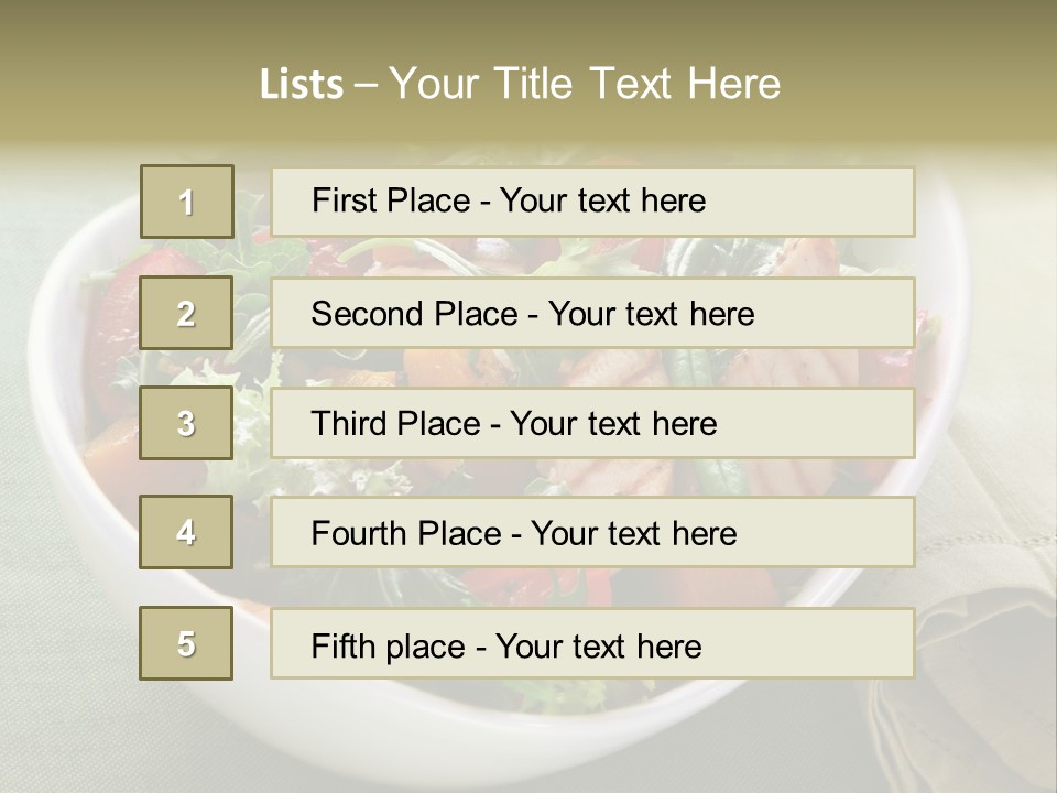 A White Bowl Filled With Salad And Meat PowerPoint Template